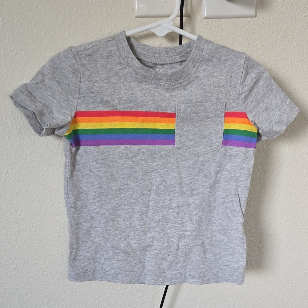 Carter's Gray Tee with Colorful Stripes
